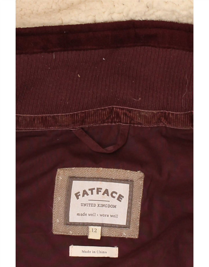 FAT FACE Womens Hooded Padded Gilet UK 12 Medium Burgundy Cotton Vintage Fat Face and Second-Hand Fat Face from Messina Hembry 