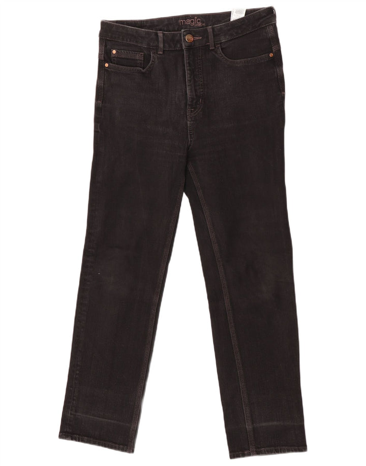 Jeans retos femininos Marks & Spencer Reino Unido 12 médio W32 L27 algodão preto
