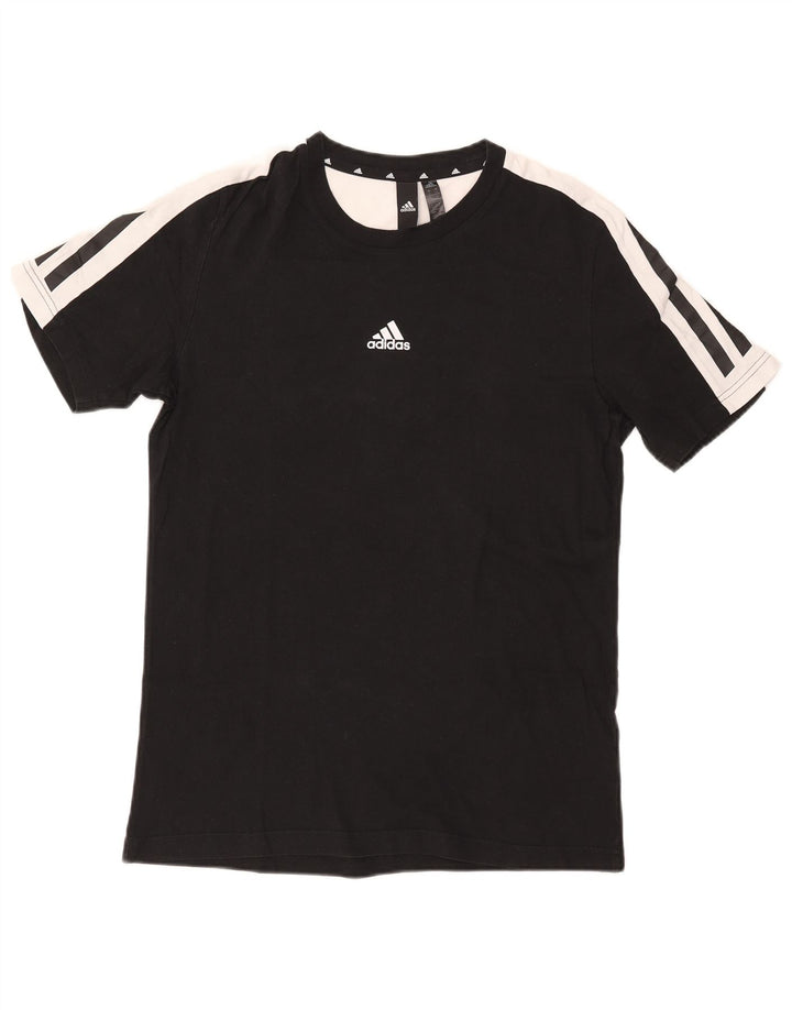 Adidas Mens T-Shirt Top Pequeno Algodão Colorblock Preto