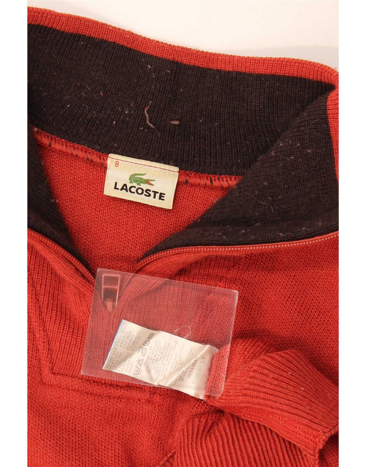 Suéter masculino Lacoste com zíper e pescoço tamanho 8 3XL lã vermelha