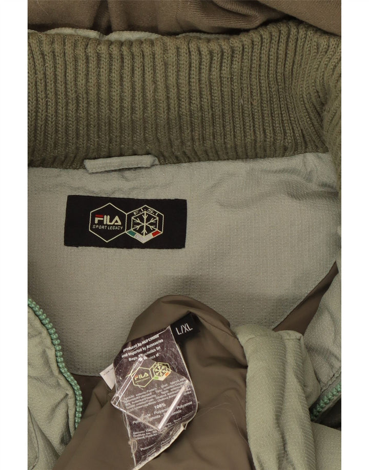 Jaqueta acolchoada com capuz masculina Fila UK 40 verde grande