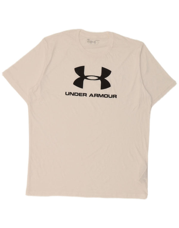 Camiseta gráfica masculina Under Armour grande algodão branco
