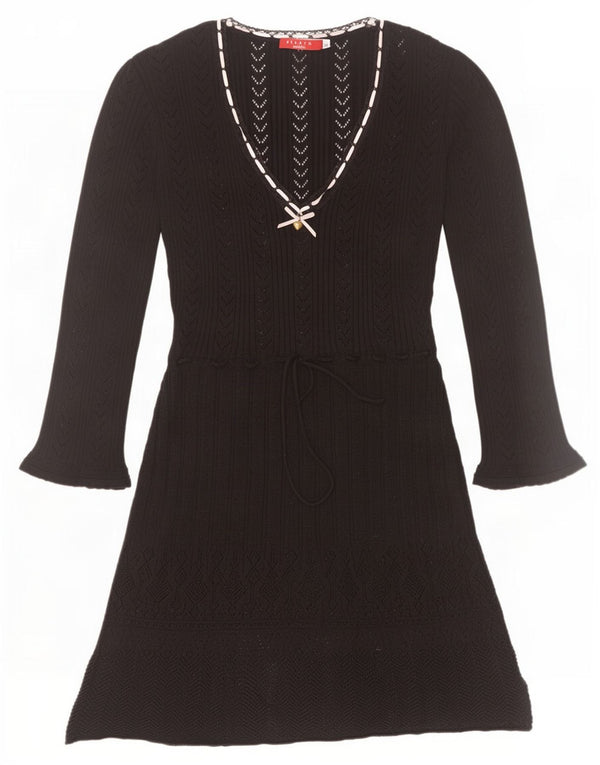 Vestido jumper feminino de manga comprida Conbipel Reino Unido 8 pequeno algodão preto