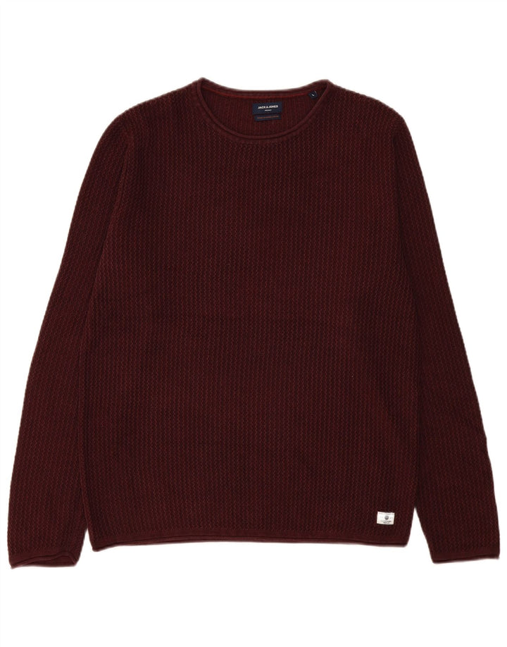 Suéter masculino Jack & Jones com gola redonda grande Borgonha