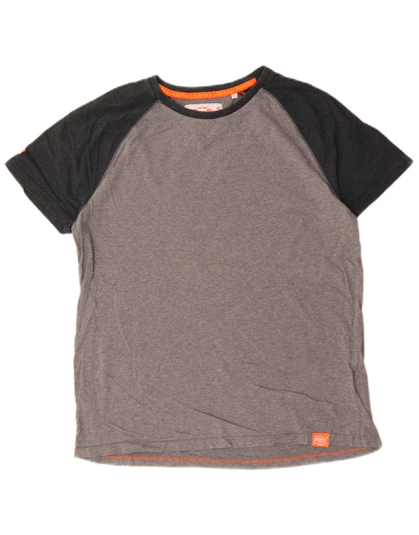 Camiseta masculina Superdry Top 2XL algodão colorblock cinza