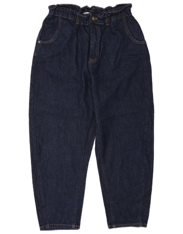 Calça jeans feminina Zara cintura alta cortada EU 42 grande W32 L24 azul marinho