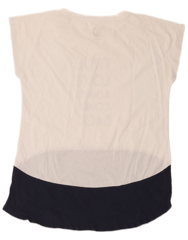 Camiseta feminina gráfica Dack's UK 16 grande algodão colorido branco