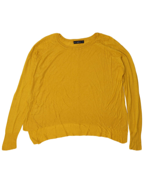 Zara Suéter feminino oversized com gola canoa Reino Unido 14 médio amarelo