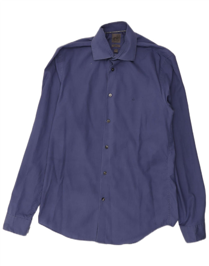 Camisa masculina Calvin Klein ajustada tamanho 38 15 azul médio