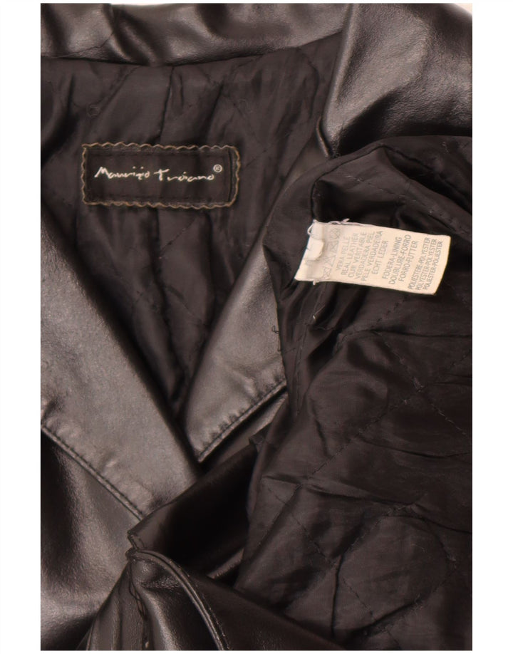 Casaco de couro feminino vintage Reino Unido 16 grande couro preto