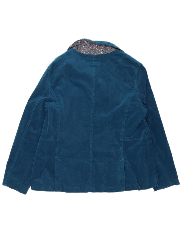 Jaqueta blazer feminina de veludo com 4 botões White Stuff Reino Unido 16 grande azul marinho