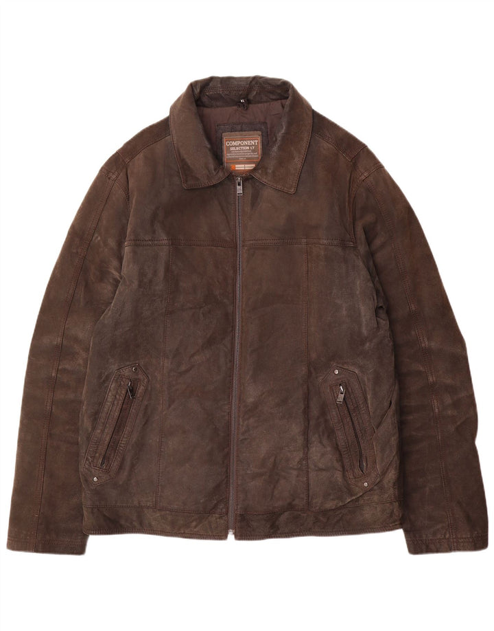 Jaqueta de couro masculina Canda Reino Unido 42 XL couro marrom