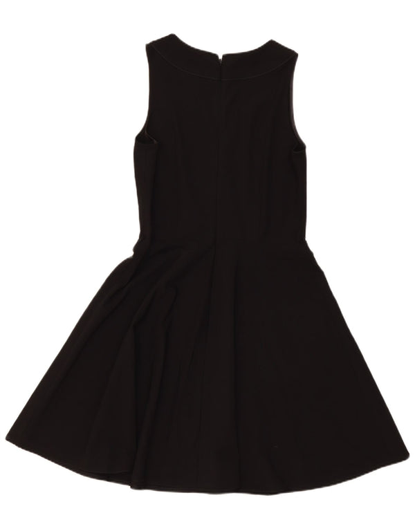 Vestido feminino Oasis sem mangas evasê UK 12 poliéster preto médio