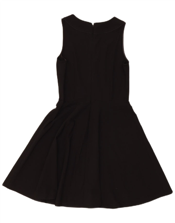 Vestido feminino Oasis sem mangas evasê UK 12 poliéster preto médio
