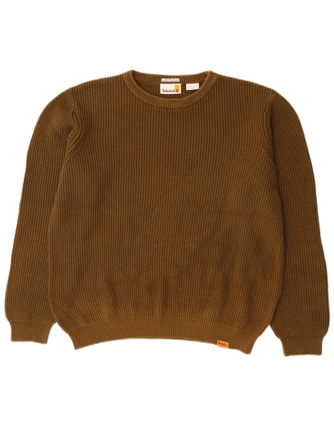 Suéter masculino Timberland com gola redonda, grande algodão cáqui