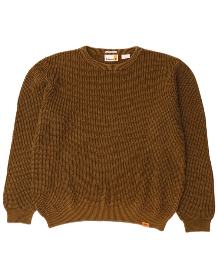 Suéter masculino Timberland com gola redonda, grande algodão cáqui