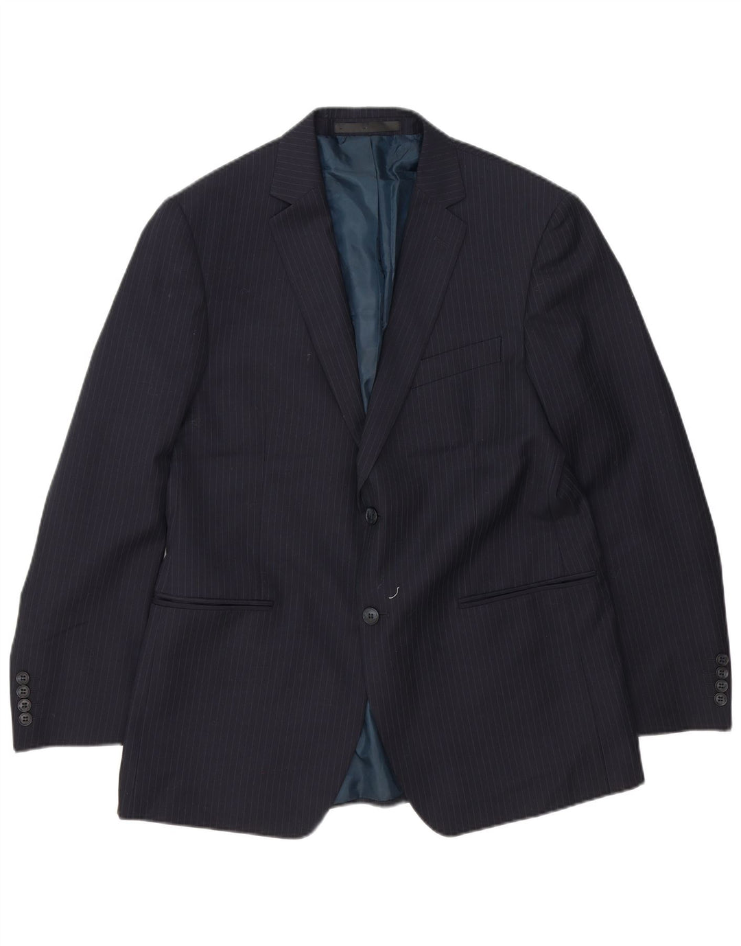 Jaqueta blazer masculina de 2 botões Marks & Spencer Reino Unido 42 XL risca de giz azul marinho