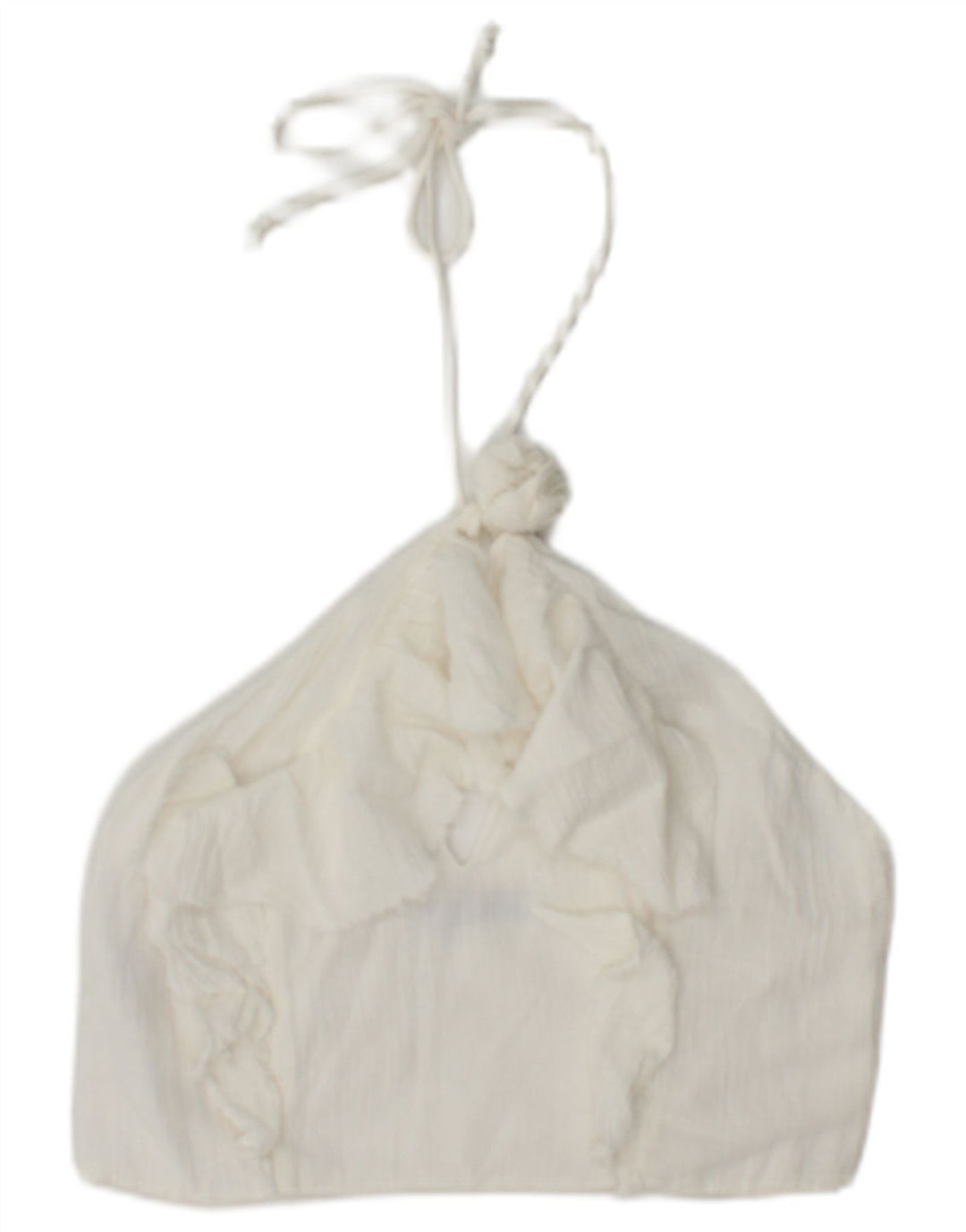 Top feminino Zara Halter UK 12 algodão branco médio