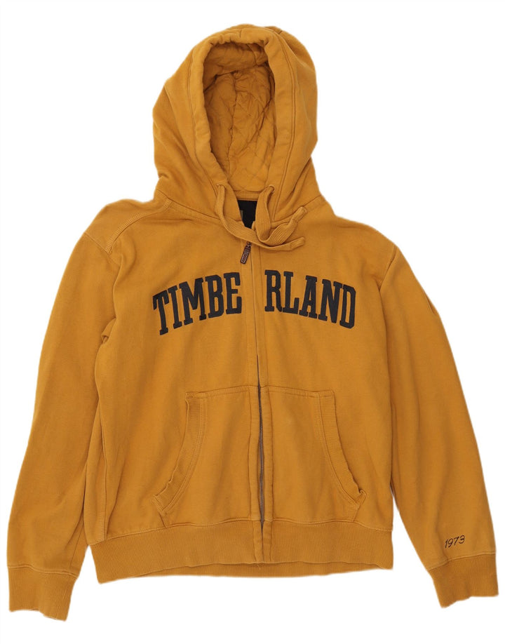 Suéter masculino com capuz e zíper gráfico regular TIMBERLAND de algodão amarelo grande
