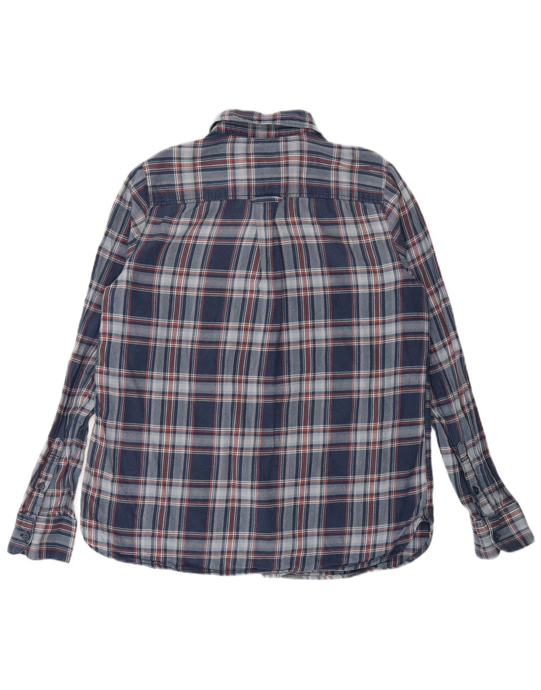 Camisa feminina grande de flanela Fat Face Reino Unido 10 algodão xadrez pequeno azul marinho