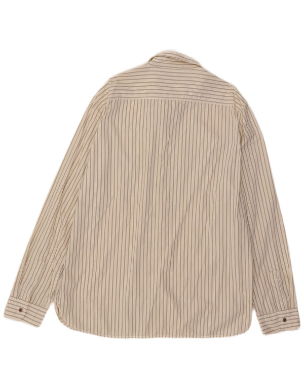 Ralph Lauren Mens Military Shirt 2XL White Pinstripe Cotton