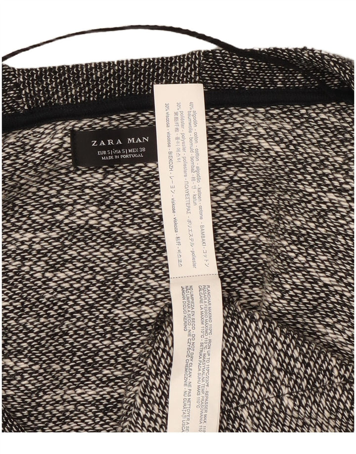 Suéter cardigã masculino Zara pequeno algodão manchado preto