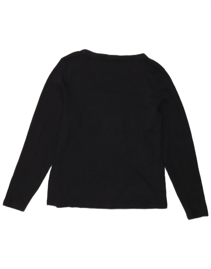 Top feminino Marks & Spencer manga comprida UK 20 2XL algodão preto