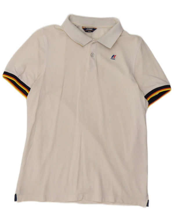 Camisa polo masculina K-WAY de algodão branco médio