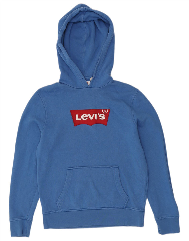 Suéter com capuz gráfico masculino LEVI'S pequeno azul algodão