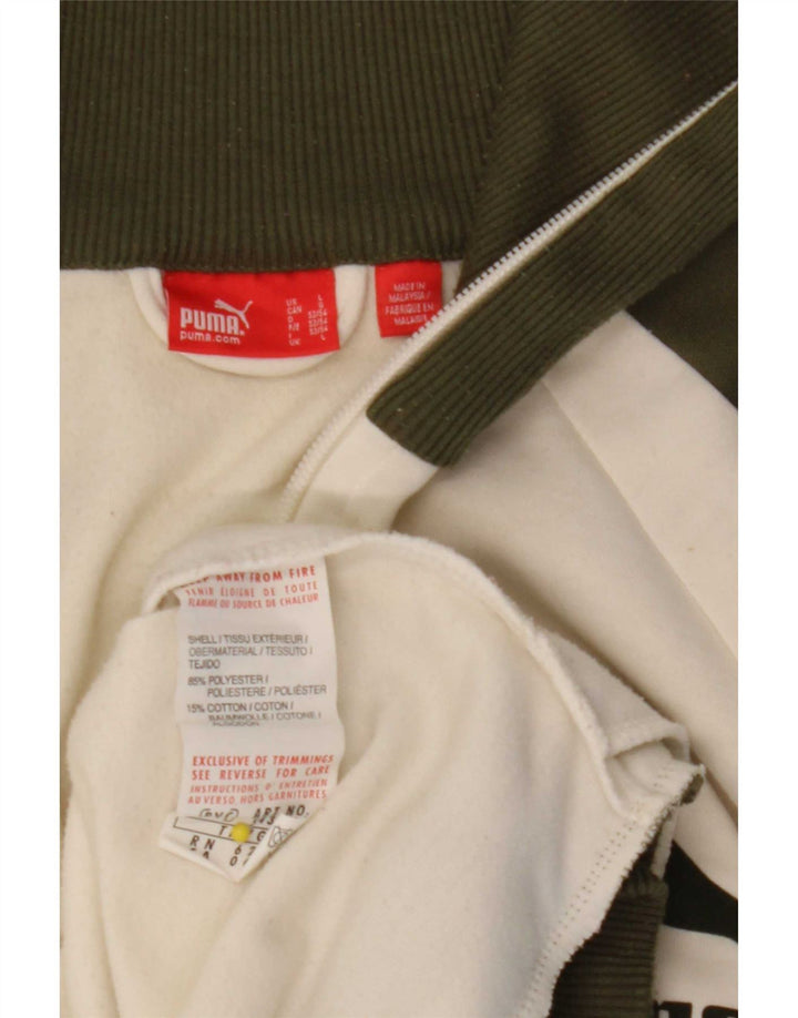 Jaqueta masculina Puma Graphic Tracksuit Top grande poliéster branco colorblock