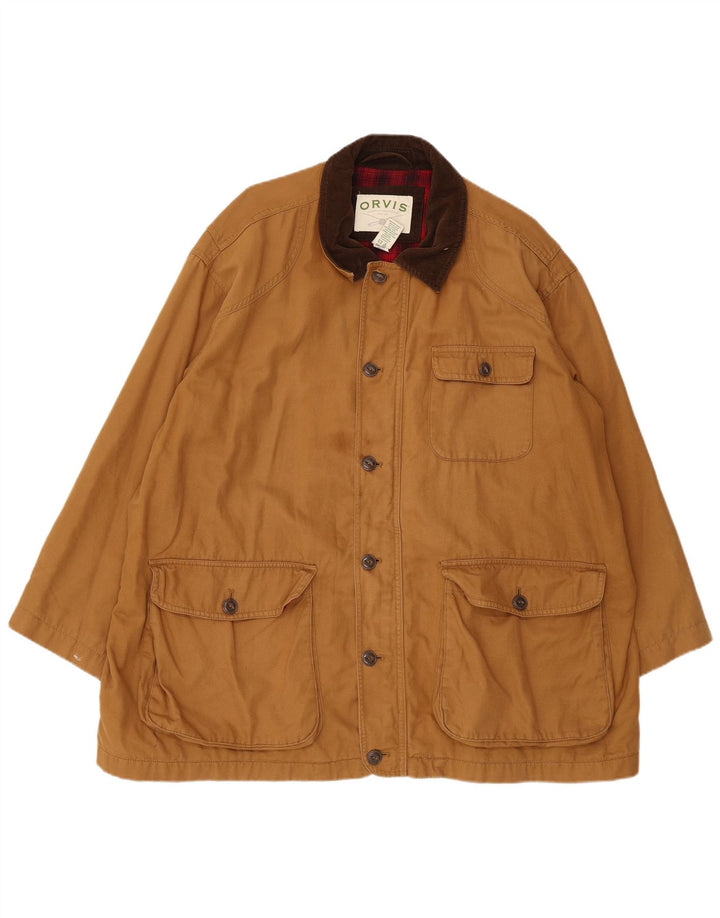 Jaqueta utilitária masculina Orvis UK 44 2XL algodão marrom