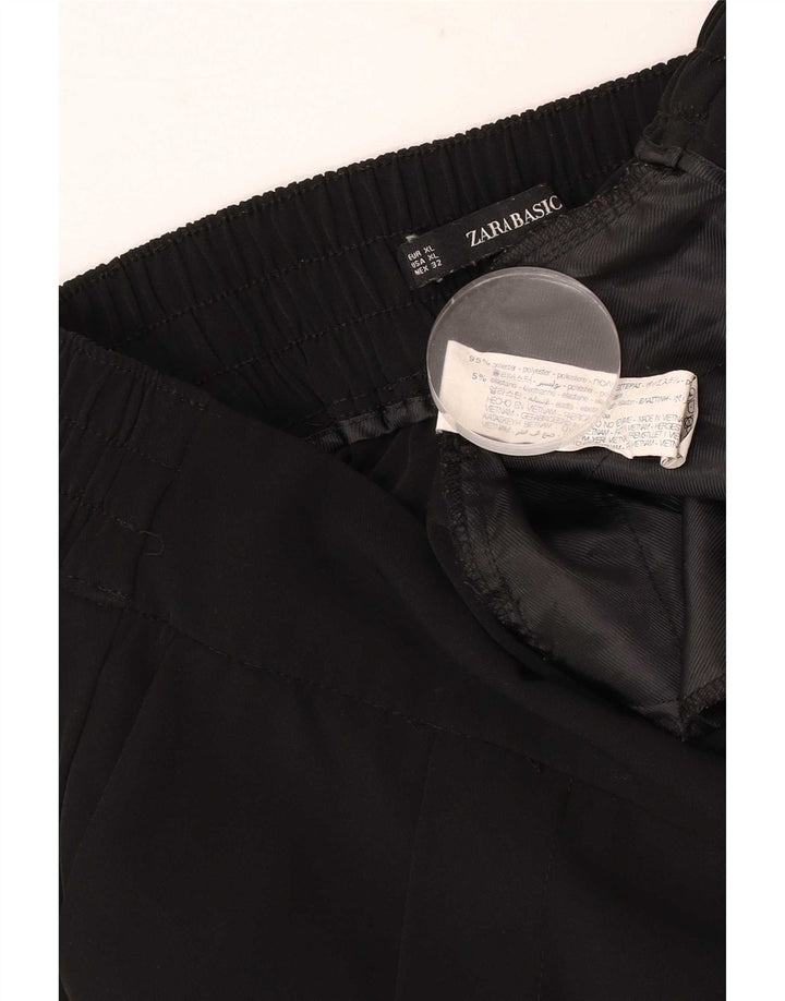 Calça feminina Zara com perna larga XL W32 L24 poliéster preto