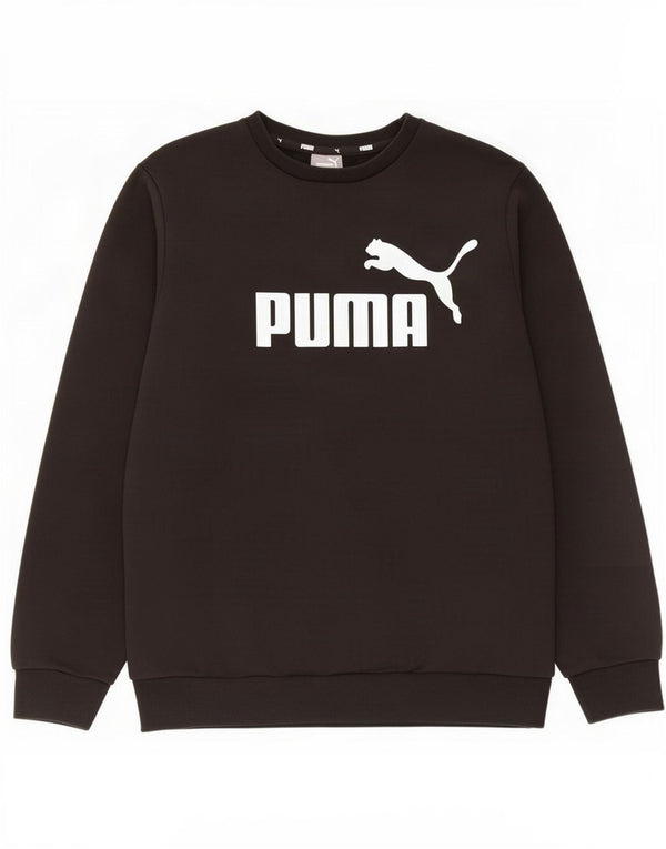 Puma Mens Graphic Moletom Jumper Pequeno Algodão Preto
