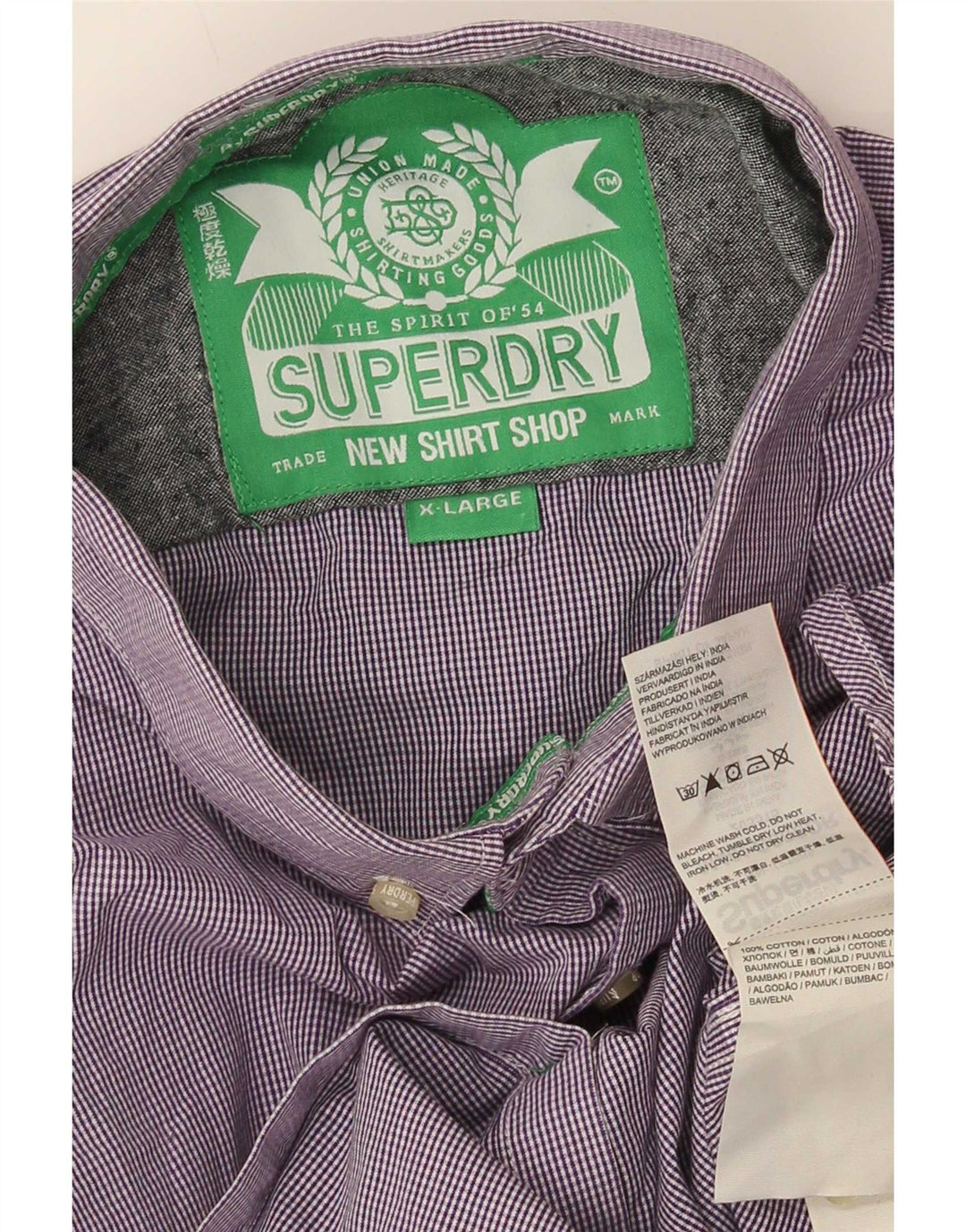 Camisa masculina Superdry XL roxo algodão guingão