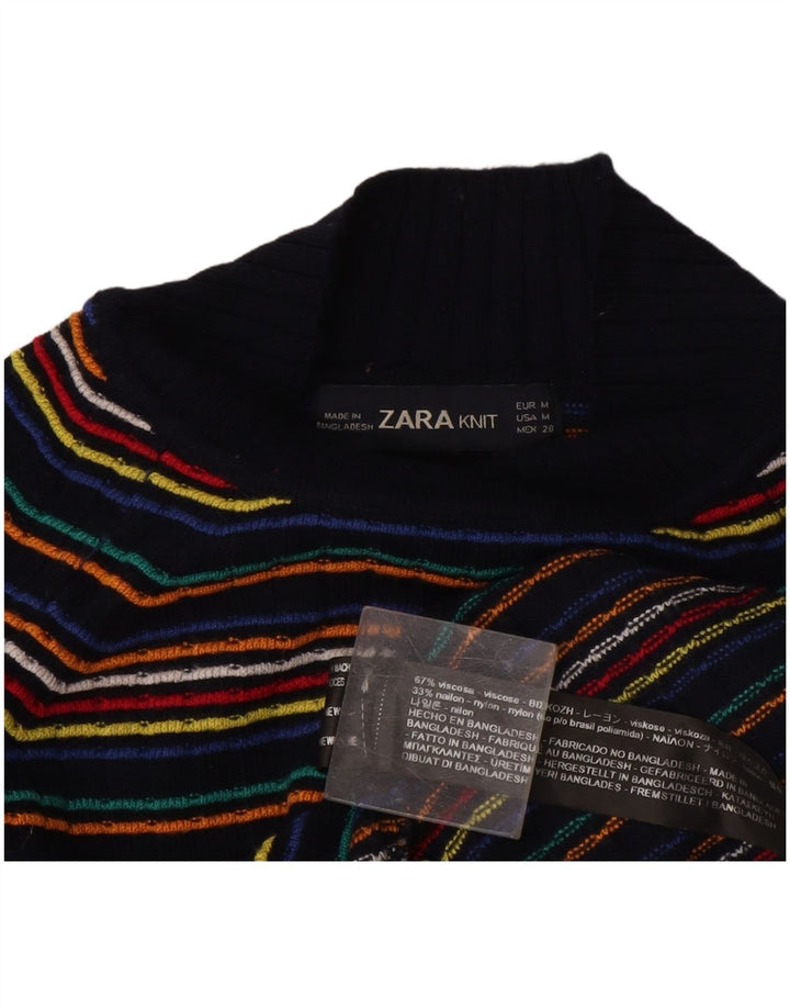 Suéter feminino Zara com gola tartaruga UK 12 listrado médio multicolorido