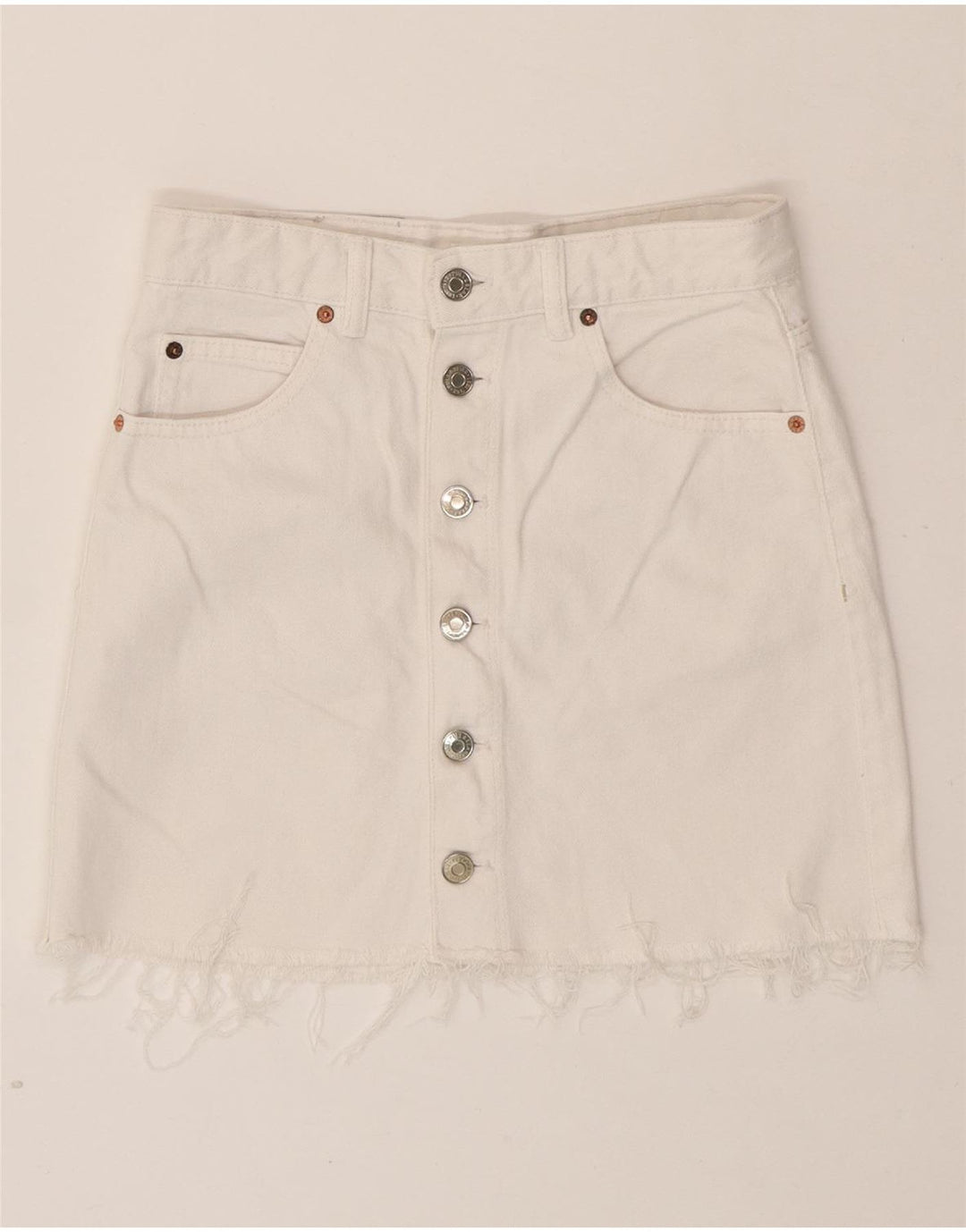 PULL & BEAR Womens Denim Skirt Small W26  White Vintage Pull & Bear and Second-Hand Pull & Bear from Messina Hembry 