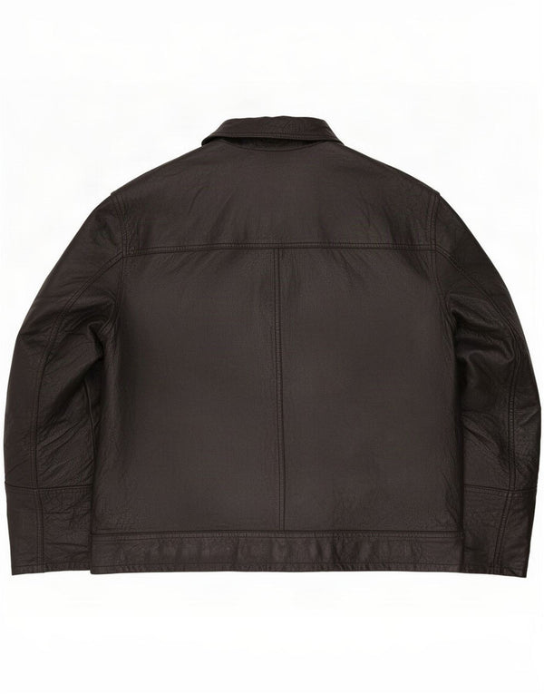Jaqueta de couro masculina vintage solta UK 36 pequena preta