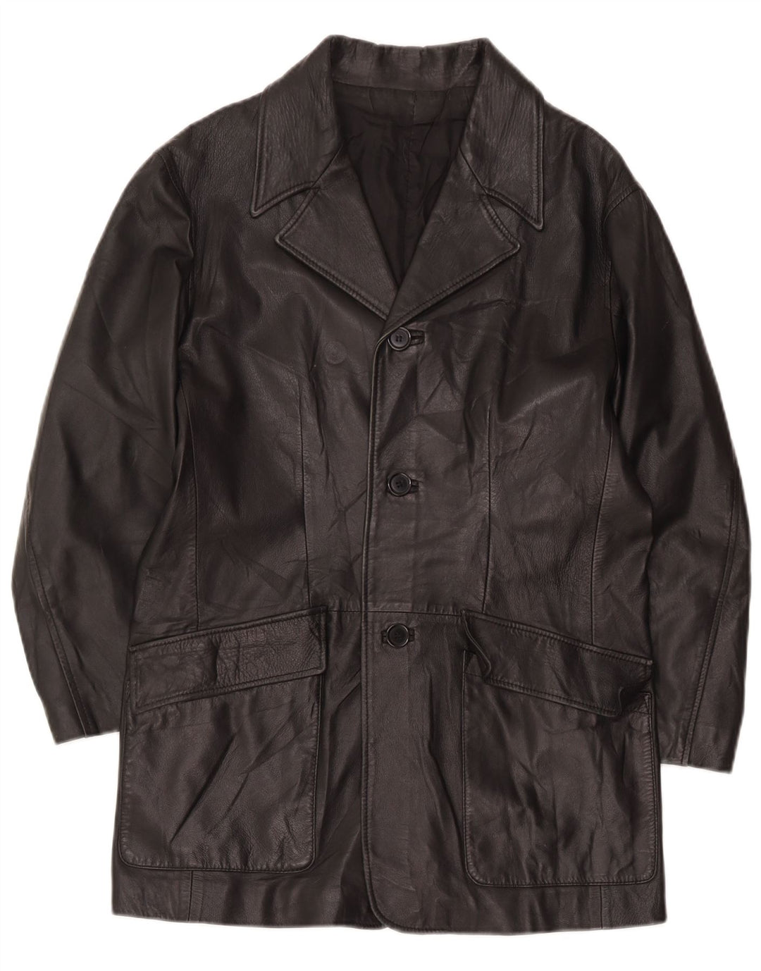 Casaco de couro masculino vintage UK 36 pequeno preto