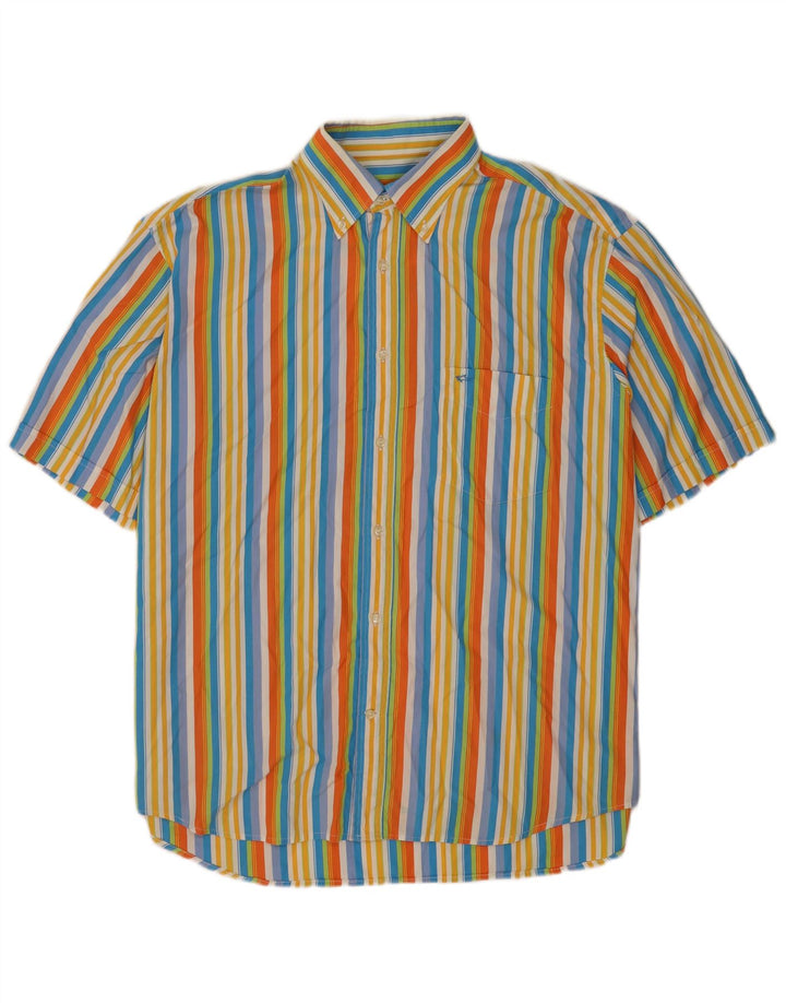 Camisa masculina de manga curta Paul & Shark tamanho 43 XL listrada multicolorida