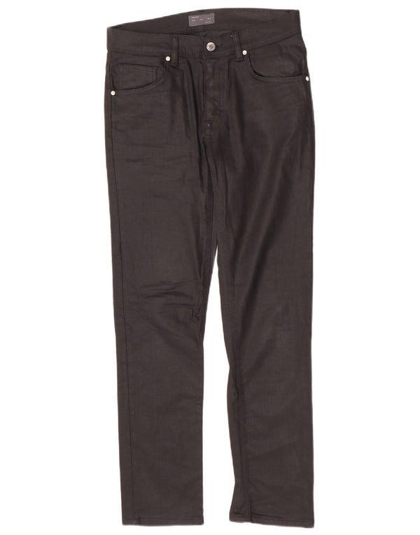 Zara Calça masculina slim casual UE 38 pequena W30 L30 algodão preto