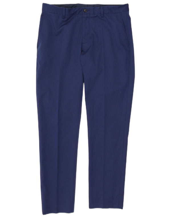 Zara Mens Slim Chino Calças EU 42 Grande W32 L30 Azul Poliéster