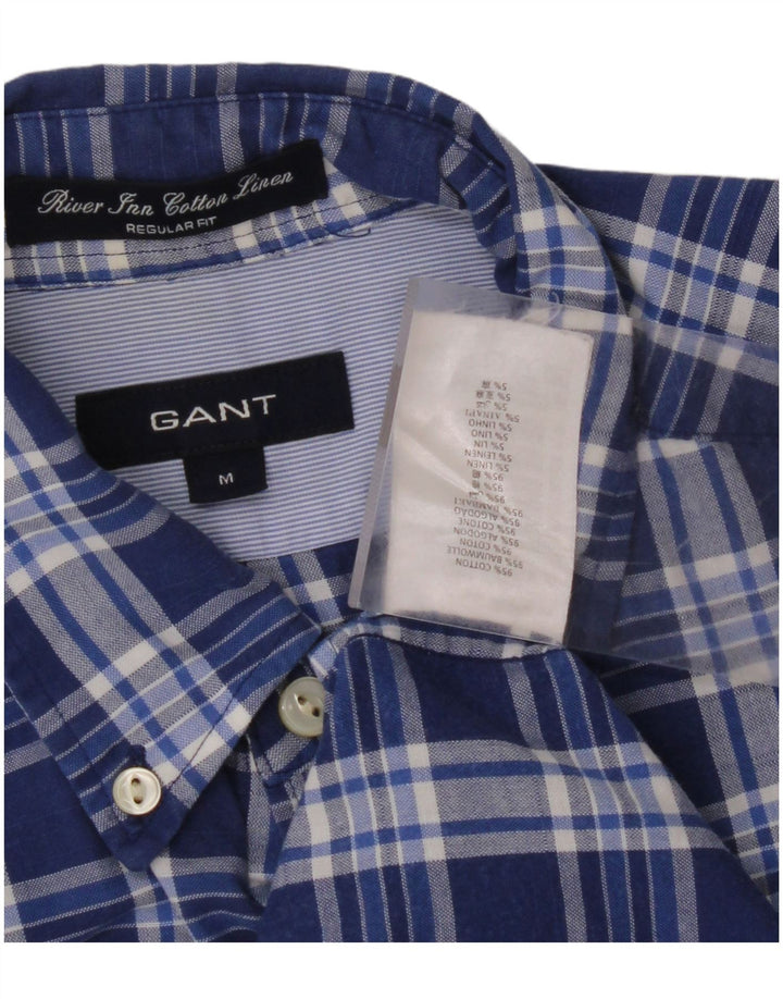 GANT Camisa masculina regular fit algodão xadrez azul médio