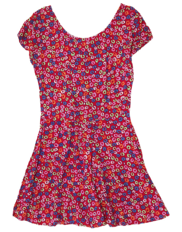 Macacão feminino vintage UK 12 médio rosa floral