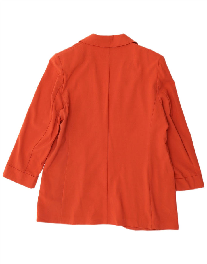 Jaqueta blazer feminina Marks & Spencer aberta manga 3/4 Reino Unido 12 médio laranja