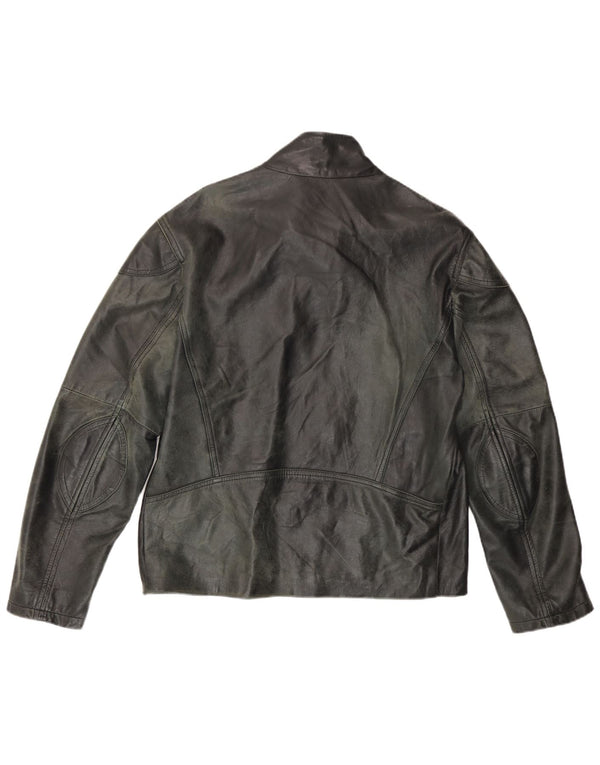 Jaqueta de couro masculina vintage IT 50 grande couro cinza