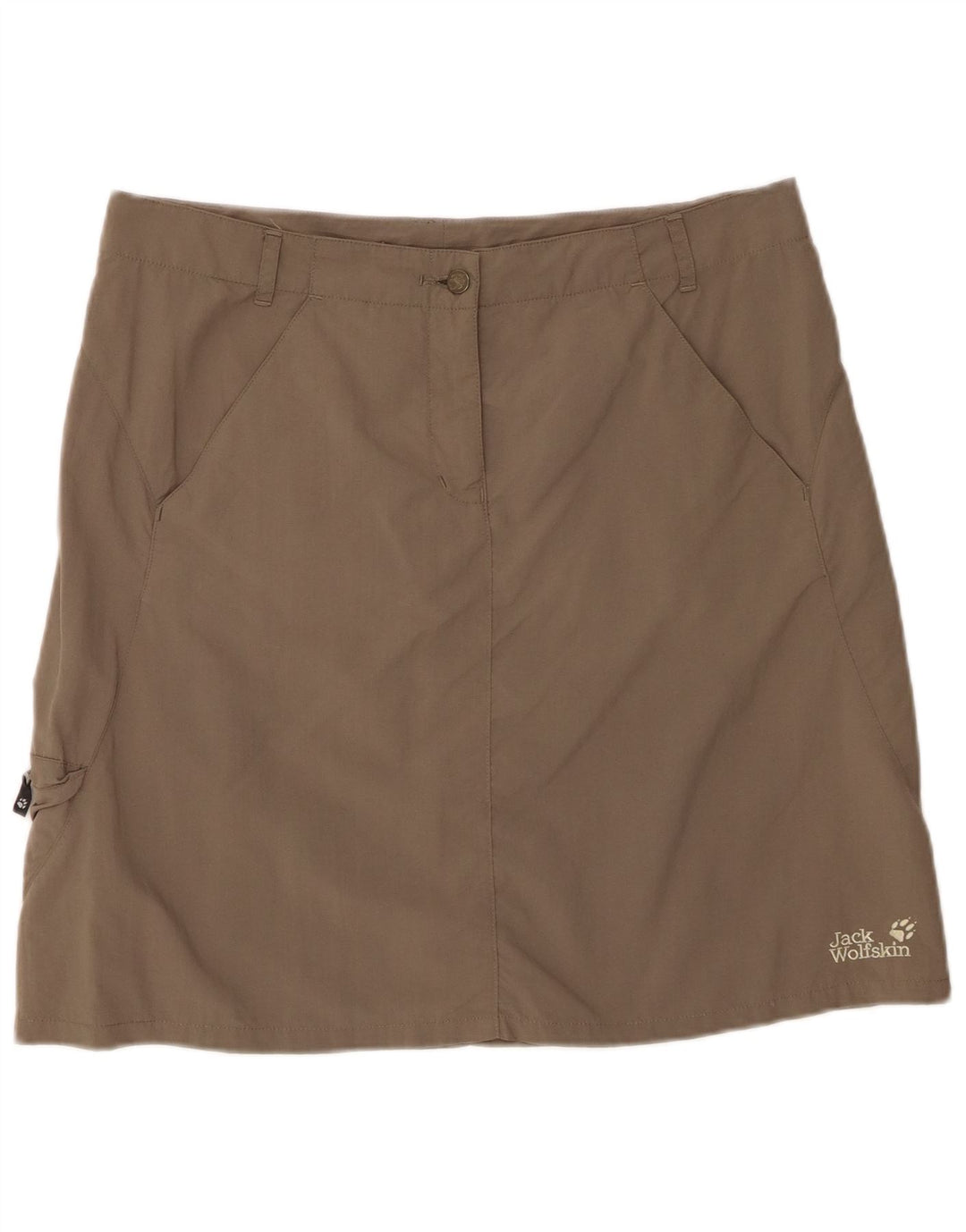 JACK WOLFSKIN mini saia cargo feminina Reino Unido 14/16 grande W34 cinza poliamida