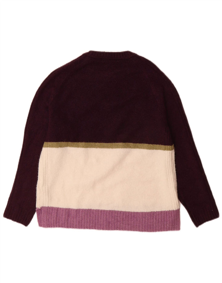 Suéter feminino Marks & Spencer com gola redonda e listrado roxo médio UK 14