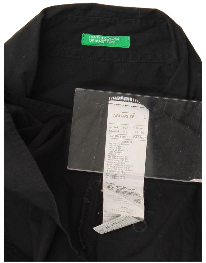 Camisa feminina Benetton UK 16 grande algodão preto