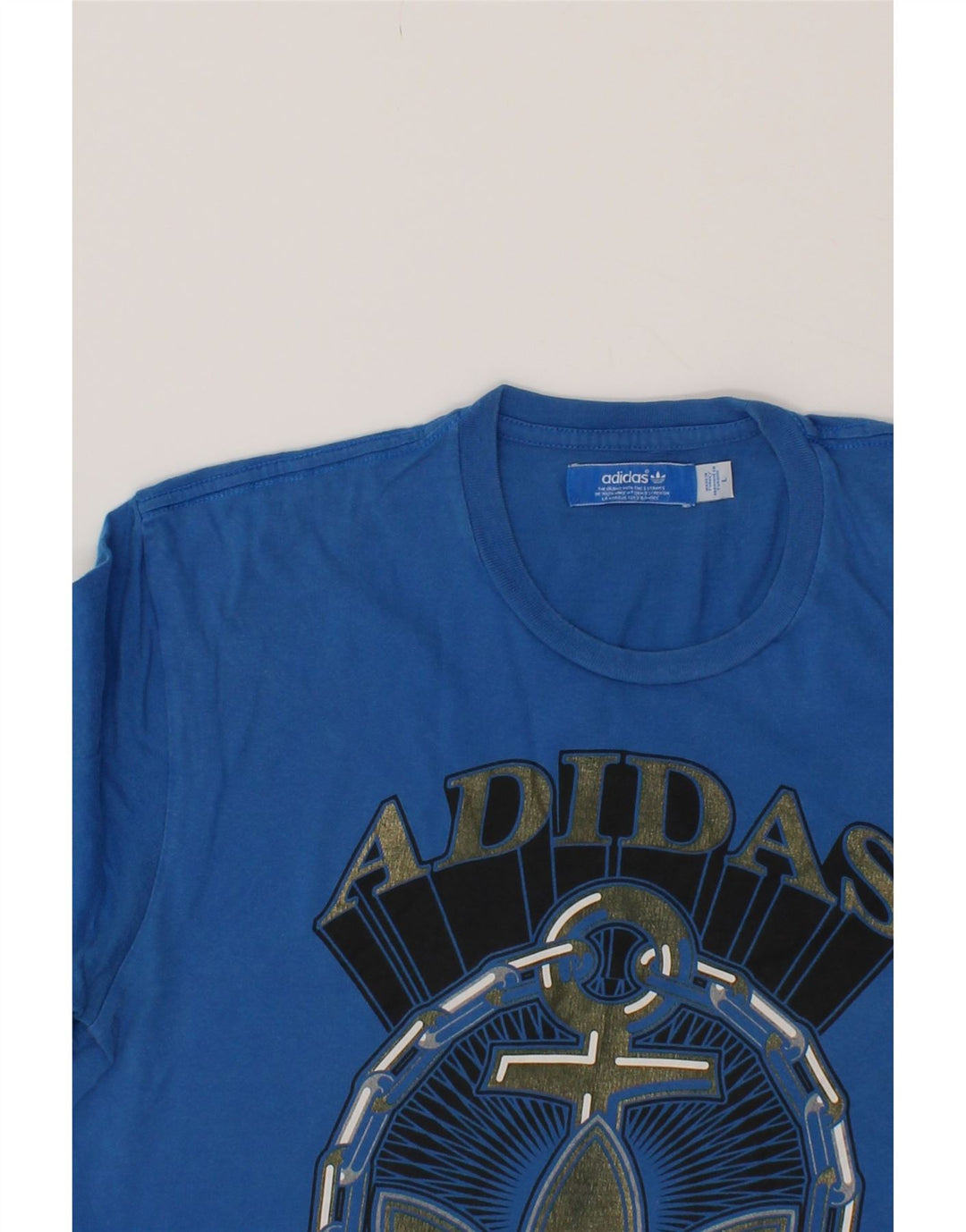 ADIDAS Mens Graphic T-Shirt Top Large Blue Cotton Vintage Adidas and Second-Hand Adidas from Messina Hembry 