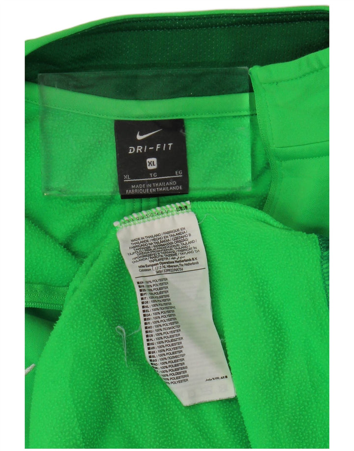 NIKE Masculino Dri Fit Zip Neck Pullover Treino Top XL Verde Colourblock